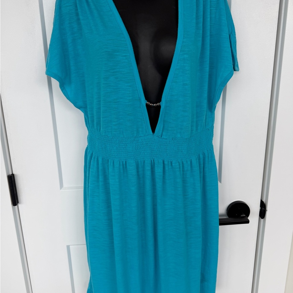 Turquoise Swim/ Beach  Cover-Up/Dress size medium - lightweight easy care sexy